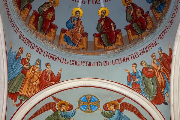 Shota Rustaveli Tbilisi Geórgia 2023 Pintura Fresca Santos Igreja Kashveti — Fotografia de Stock