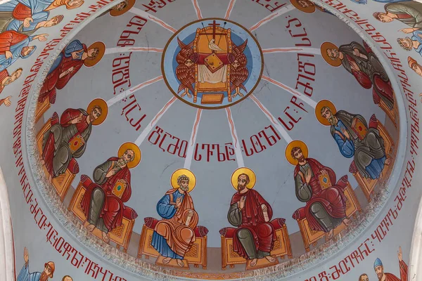 Shota Rustaveli Tiflis Georgia 2023 Fresco Pintura Santos Iglesia Kashveti — Foto de Stock