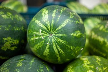 İstanbul, beylikduzu - Türkiye - 04.13.2023: Market alışverişi, taze meyve, karpuz.