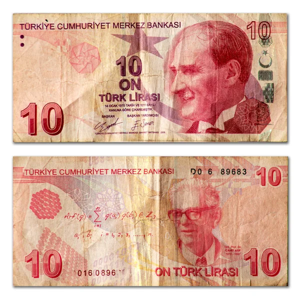 Istanbul Taksim Turquía 2023 Lira Turca Ten Try Fondo Blanco — Foto de Stock