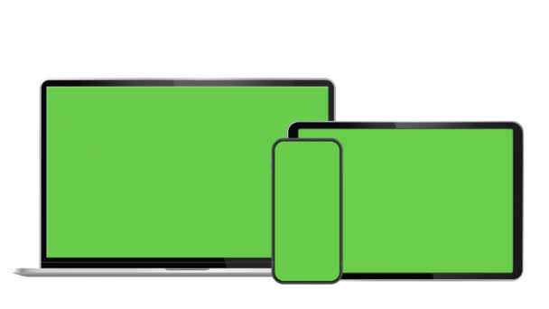 Laptop Számítógép Mobiltelefon Tablet Mockups Video Animation Digitális Eszközök Zöld — Stock videók