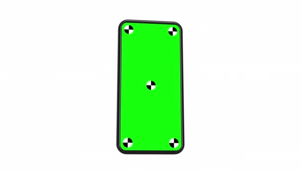 Mobiele Telefoon Mockup Rotatie Animatie Met Groene Chroma Key Screen — Stockvideo