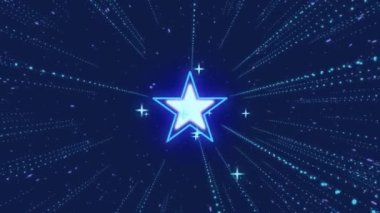 Uzay Arkaplanı Video Animasyonu 'ndaki Mavi Yıldız Tüneli. Uçan yıldızlar ve kıvılcımlar mavi ekran arka planında dönüyor.
