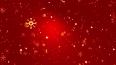Düşen Kar Taneleri 'nin olduğu Noel arkaplan videosu. Yılbaşı ya da Kış Tatili için 4K Kırmızı Arkaplan.
