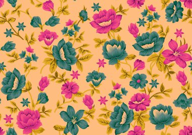 Kusursuz çiçek desenli tekstil deseni