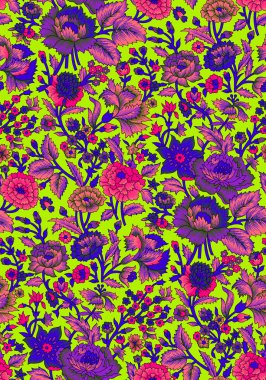 Kusursuz etnik çiçekli tasarım baskısı