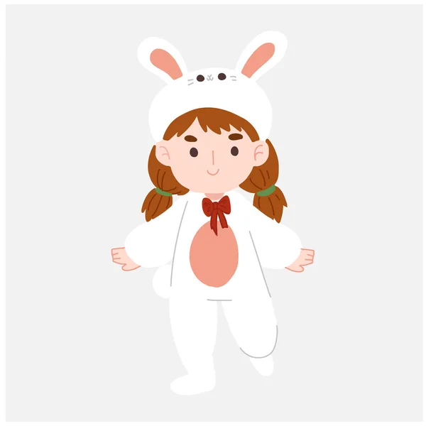 Tavşan Kostümlü Tatlı Kawai Kızı — Stok Vektör