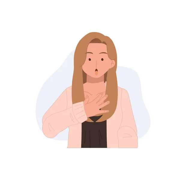 Surprise Woman Flat Vector Cartoon Character Illustration — Stock Vector