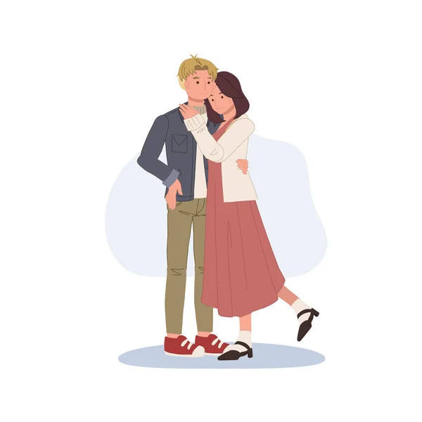 Valentine Day Love Concept Happy Couple Hugging Each Other People — Wektor stockowy