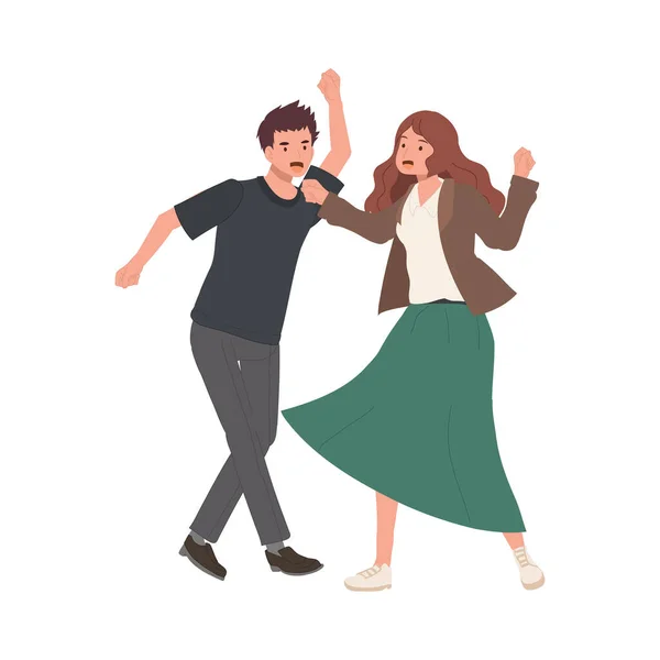 Fröhliche Tanzende Menschen Männer Und Frauen Tanzen Zusammen Mann Und — Stockvektor