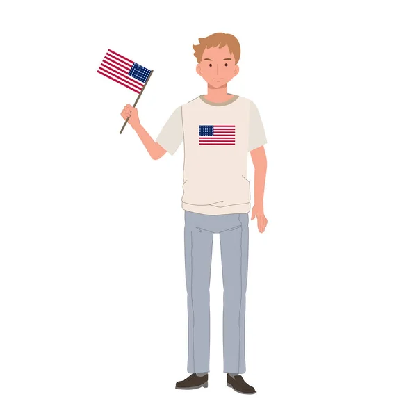 États Unis 4Ème Jour Indépendance Juillet Concpet Homme Américain Tenant — Image vectorielle