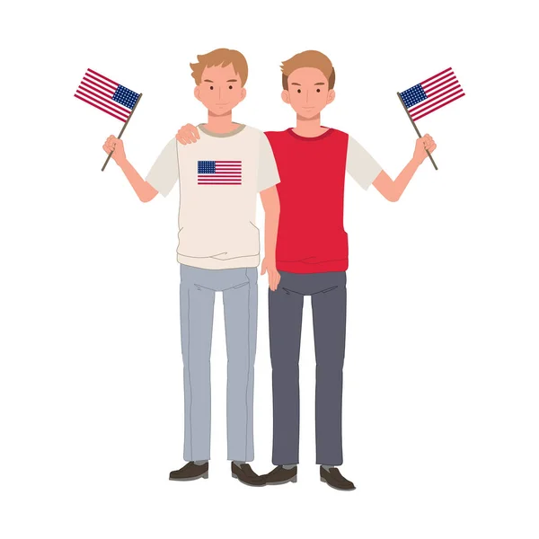 États Unis 4Ème Jour Indépendance Juillet Concpet Hommes Américains Tenant — Image vectorielle