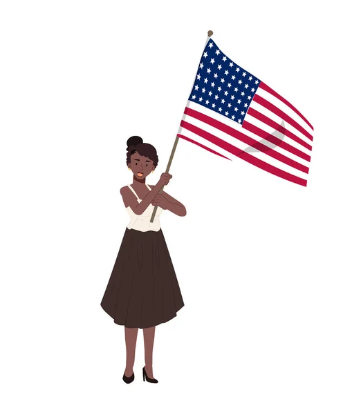 États Unis 4Ème Jour Indépendance Juillet Concpet Femme Afro Américaine — Image vectorielle