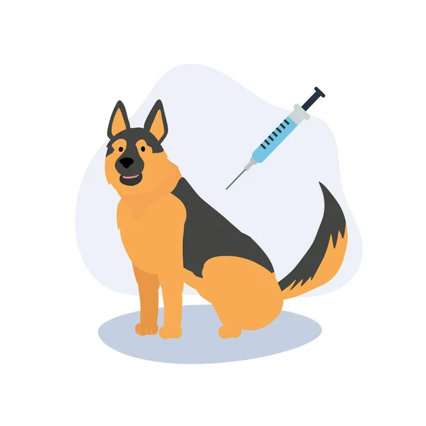 Hondenvaccin Ziekte Voorkomen Vaccinatie Van Een Hond Platte Vector Cartoon — Stockvector