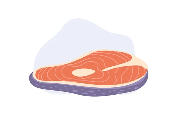 烹调食物配料 鲑鱼肉 鱼产品说明 平面矢量卡通画 — 图库矢量图片