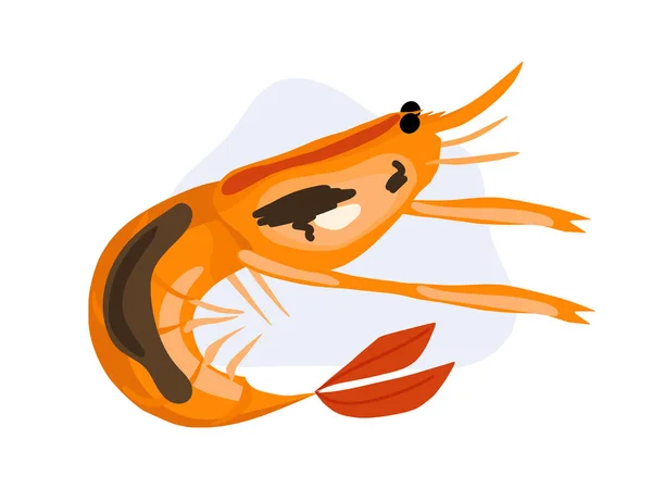 Jeden Grilovaný Obr Krevety Kreslený Vektorový Obrázek Mořských Plodů — Stockový vektor