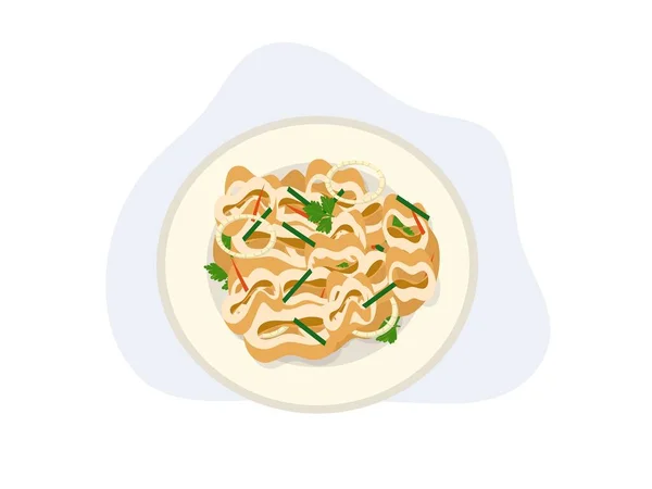 Mélanger Calmar Frit Avec Oeuf Salé Thaifood Ensemencé Style Alimentaire — Image vectorielle