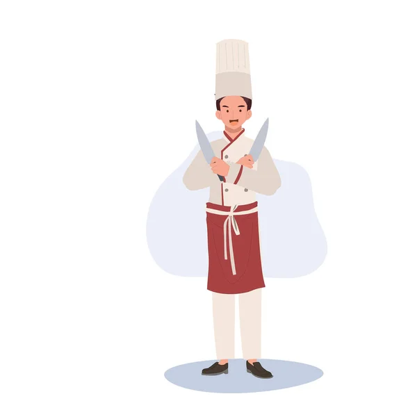 Conceito Culinária Profissional Chef Chef Hat Uniform Crossed Arms Com — Vetor de Stock