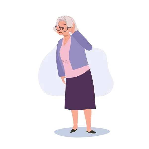 Senior Ear Health Issues Ohrprobleme Alter Ältere Frau Mit Hörverlust — Stockvektor