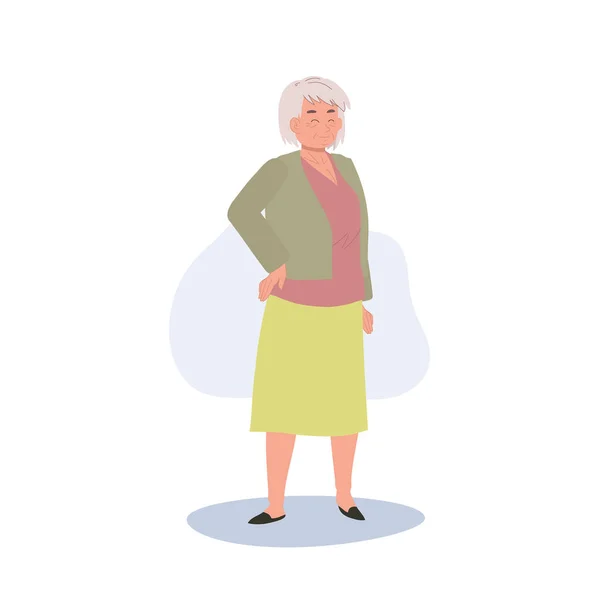 Vollständige Illustration Einer Glücklichen Älteren Frau Fröhliche Seniorin — Stockvektor