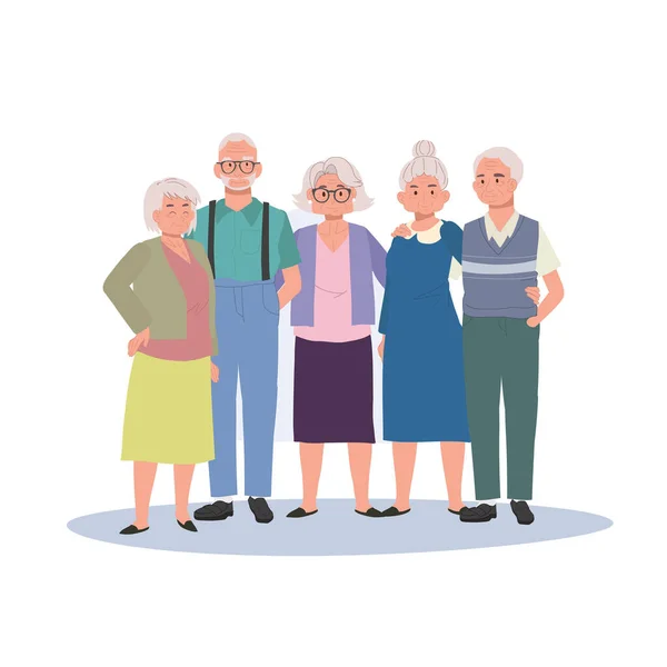 Συνταξιοδότηση Ευτυχία Ποικίλλει Ανώτερος Κοινότητα Αγκαλιάζοντας Togetherness — Διανυσματικό Αρχείο