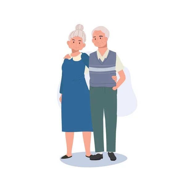 Senior Romance Affection Aged Couple Embracing Happiness — Stock Vector