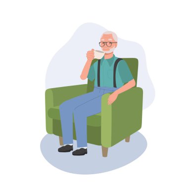 Sıcak çay saati konsepti. Son sınıfların dinlendirici ve keyifli Çay Zamanı Koltukta.