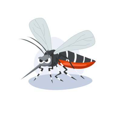 Aedes Sivrisinek Vektörü İllüstrasyonu. Zika, Dang, Chikungunya Tehdidi. Hastalık Yayıcı Böcek. Tropik Hastalık Taşıyıcı