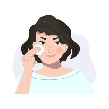 Kozmetik cilt konsepti. Makyaj Yaması Kullanan Genç Mutlu Kadın.