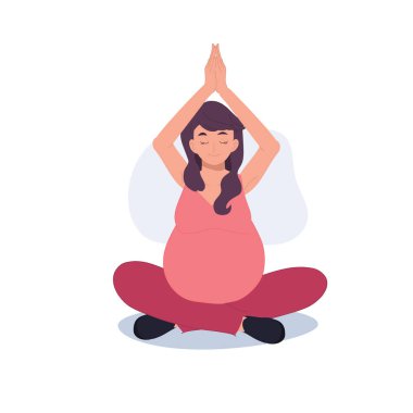Hamile kadın meditasyon yapıyor. Hamilelik Yogası ve Meditasyon. Hamilelik Meditasyon Sanatı.