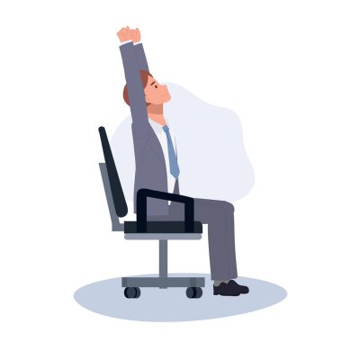 Denge ve Gevşeme için Ofis Yöneticisi Yoga. İş adamı Ofis Yöneticisi Yoga Sağlık ve Stres Rahatlaması Egzersizi
