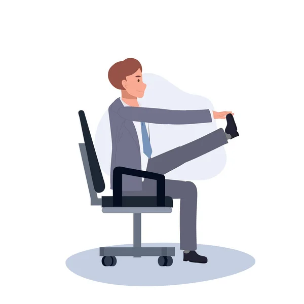 Kantoorstoel Yoga Voor Balans Ontspanning Zakenman Doet Office Chair Yoga — Stockvector