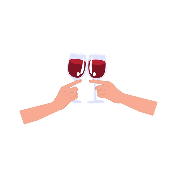 Celebrate Elegance Concept Festive Toas Human Hand Wine Glass Flat — Stock Vector