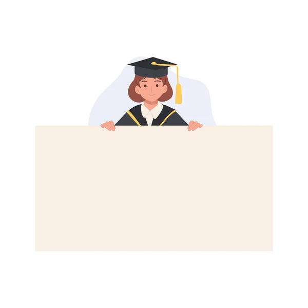 Εκπαίδευση Αποφοίτηση Έννοια Χαρούμενος Νεαρός Απόφοιτος Πινακίδα Του Διοικητικού Συμβουλίου — Διανυσματικό Αρχείο