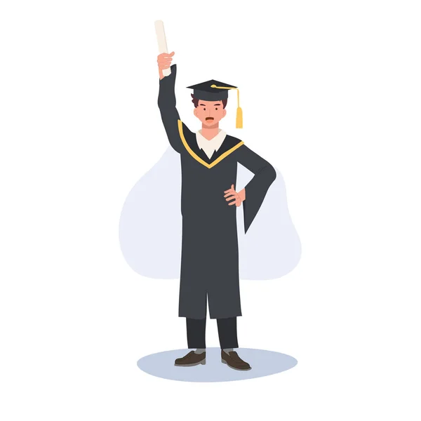 Educação Graduação Conceito Pessoas Graduando Sorrindo Cap Gown Celebrando Sucesso — Vetor de Stock