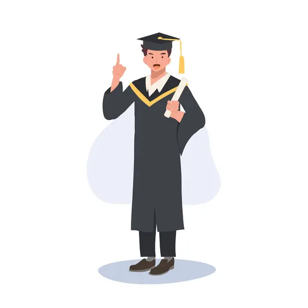 Concept Réussite Scolaire Jeune Diplômé Donnant Des Conseils Graduation — Image vectorielle