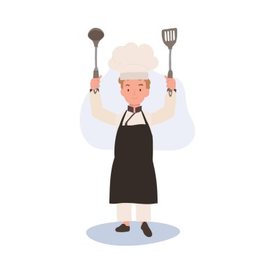 Genç Mutfak Profesyoneli Flipper ve Dipper yukarı.