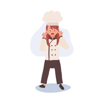 Neşeli Sevimli Çocuk Şef Çocuk Aşçılığı Çizimi. Barış Elli Genç Aşçı