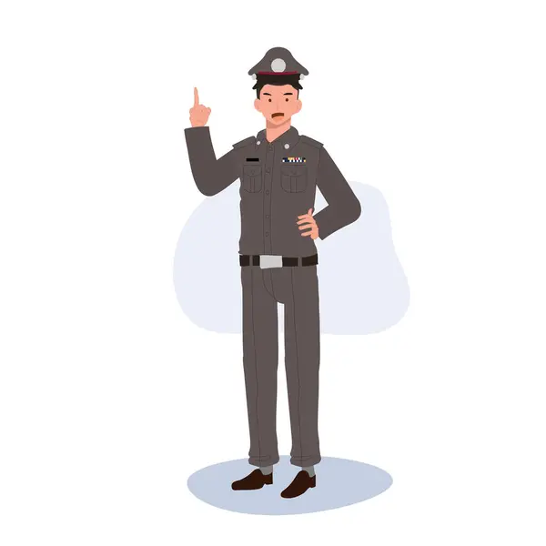 Thajský Policista Nabízí Návod Thajský Policista Uniformě Poskytující Pomoc — Stockový vektor