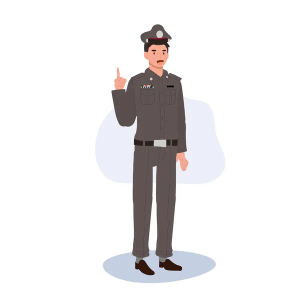 Thaise Politieman Die Begeleiding Aanbiedt Thaise Agent Uniform Die Bijstand — Stockvector