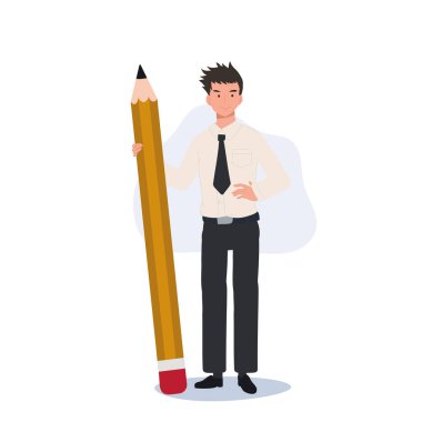  Eğitim Konsepti. Büyük Kalemle Tayland Üniversitesi Üniformalı Öğrencisi