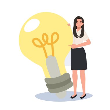 Eğitim ve Yaratıcılık konsepti. Büyük Ampul Fikriyle Tayland Üniversitesi öğrencisi