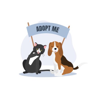 Şirin Kediler ve Köpekler Evlat Edinmeye Hazır. Kurtarma Kedileri ve Köpekleri Evlat Edinme İşaretleriyle Sonsuza Kadar Ev Bulma