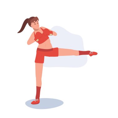 Kendine güvenen aktif sporcu kadın boksörü. Jimnastik Salonunda Güçlü Kadın Boksör