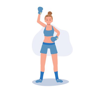 Kendine güvenen aktif sporcu kadın boksörü. Jimnastik Salonunda Güçlü Kadın Boksör