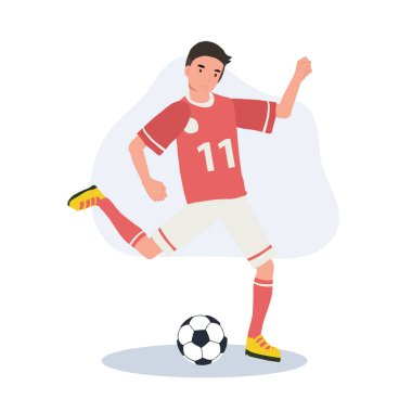 Futbolcu. Adam Tekmeleyen Top. Futbolcu. erkek karakterler futbol oynuyor. 