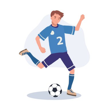 Futbolcu. Adam Tekmeleyen Top. Futbolcu. erkek karakterler futbol oynuyor. 