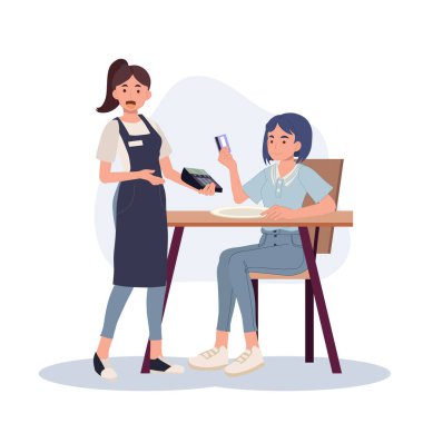 Nakitsiz İşlem konukçusu. Restoranda Kredi Kartıyla Ödeme Yapan Kadın