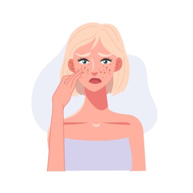 Cilt Bakımı Konsepti. Sivilceli Genç Bir Kadının Portresi