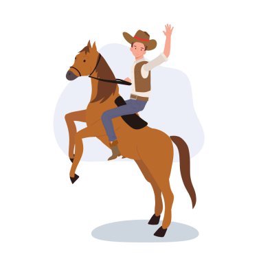 Vahşi Batı Macerası konsepti. Kovboy Binici At